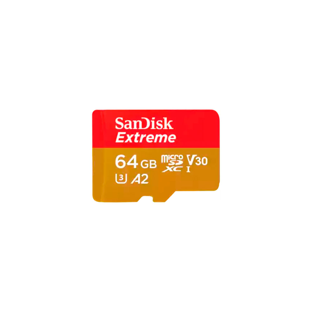 Cartão memória Sandisk microSDXC U3 V30 64GB Cartão de memória microSD SanDisk Extreme 64GB vermelho e dourado