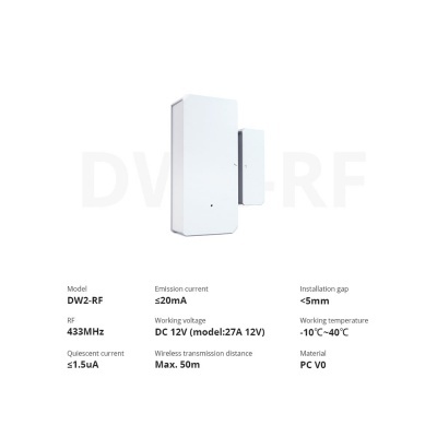 Dispositivo eletrónico branco com especificações técnicas ao lado