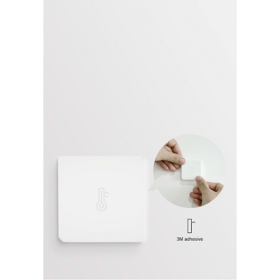 Termóstato branco quadrado com símbolo de termómetro e aplicação adesiva 3M