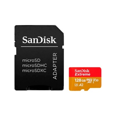 Cartão microSD SanDisk Extreme 128 GB e adaptador preto SanDisk