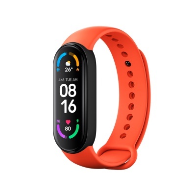 Pulseira smart com ecrã digital colorido e bracelete laranja ajustável