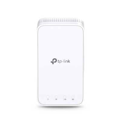 Extensor de rede Wi-Fi branco tp-link com indicadores LED