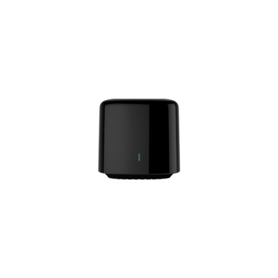 Coluna portátil preta com luz indicadora azul