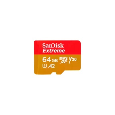 Cartão de memória microSD SanDisk Extreme 64GB vermelho e dourado