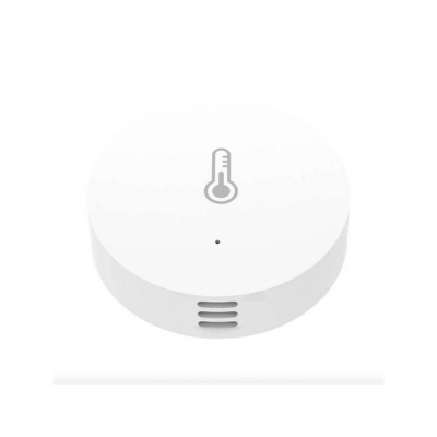 Sensor branco circular com símbolo de termómetro cinzento