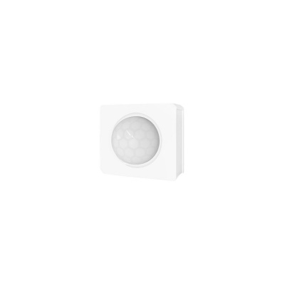 Sensor de movimento branco com lente circular em padrão hexagonal