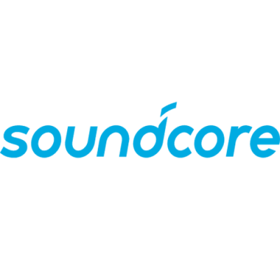 Logótipo blue da marca soundcore em fundo branco