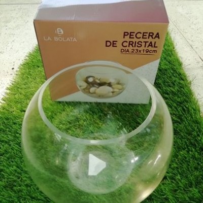 Vaso de vidro redondo transparente e caixa da embalagem