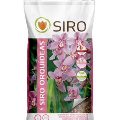 Pacote de substrato para orquídeas Siro Orquídeas 50L com imagem de flores cor-de-rosa