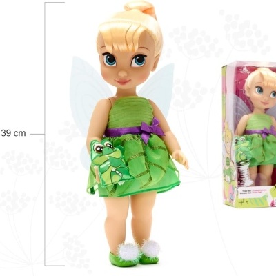 Boneca com vestido verde e asas com caixa de embalagem