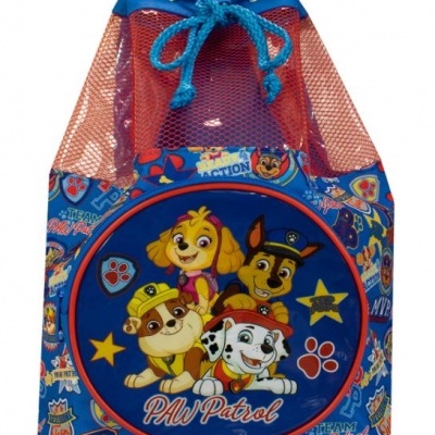 Mochila azul com personagens Paw Patrol em painel frontal redondo