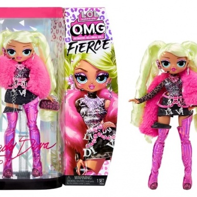 Boneca LOL Surprise OMG Lady Diva com casaco rosa e botas cor-de-rosa