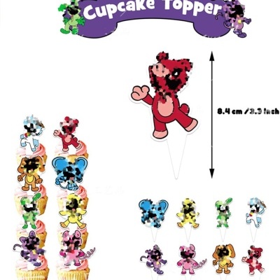 Toppers para cupcakes com figuras de ratos coloridos pixelados de 8.4 cm