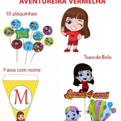 Kit festa jovem com plaquinhas, topo de bolo, faixa com letra M e decoração colorida