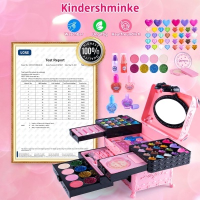 Conjunto infantil de maquilhagem colorida com espelho cor-de-rosa e certificado de qualidade