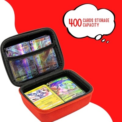 Estojo vermelho para armazenamento de cartas com capacidade para 400 cartas