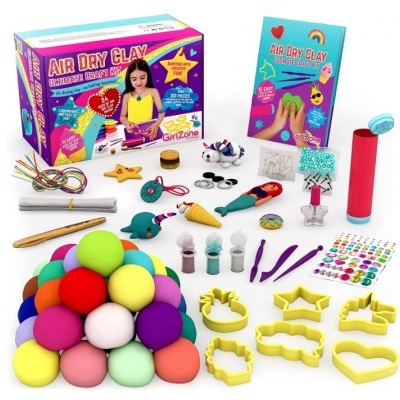 Kit de massa de modelar air dry clay com várias cores, moldes e ferramentas