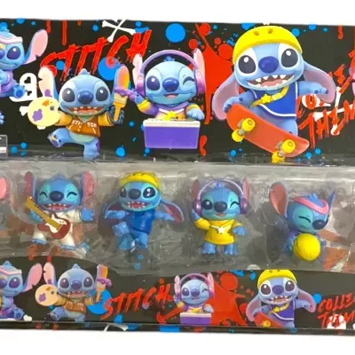 Conjunto de figuras de ação Stitch em embalagem blister colorida