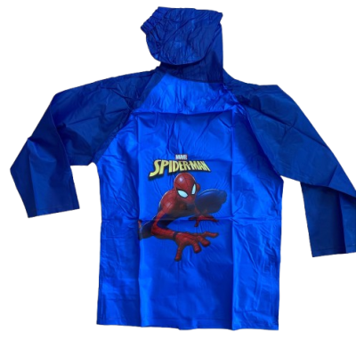 Impermeável azul com imagem do Spiderman