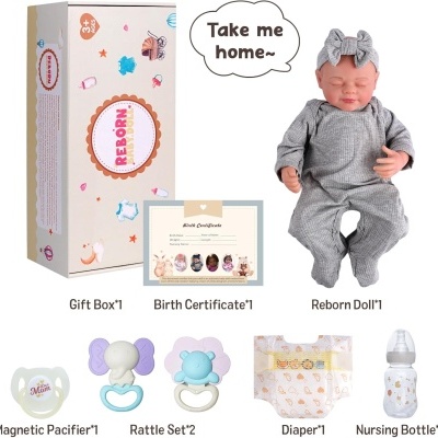 Boneca Reborn e acessórios para bebé com caixa e certificado