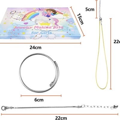 Kit de fabrico de joias para raparigas com pulseira, colar e caixa