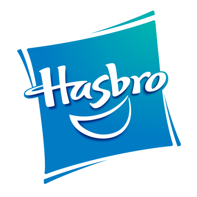 Logótipo Hasbro em fundo azul quadrado inclinado