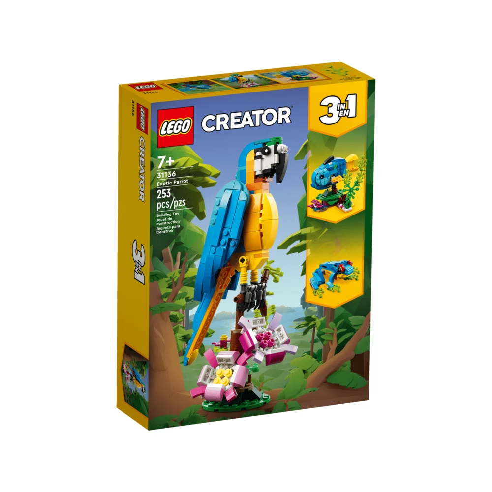 Lego Creator 3 em 1: Papagaio Exótico 31136 Caixa LEGO Creator 3 em 1 Arara Exótica 253 peças