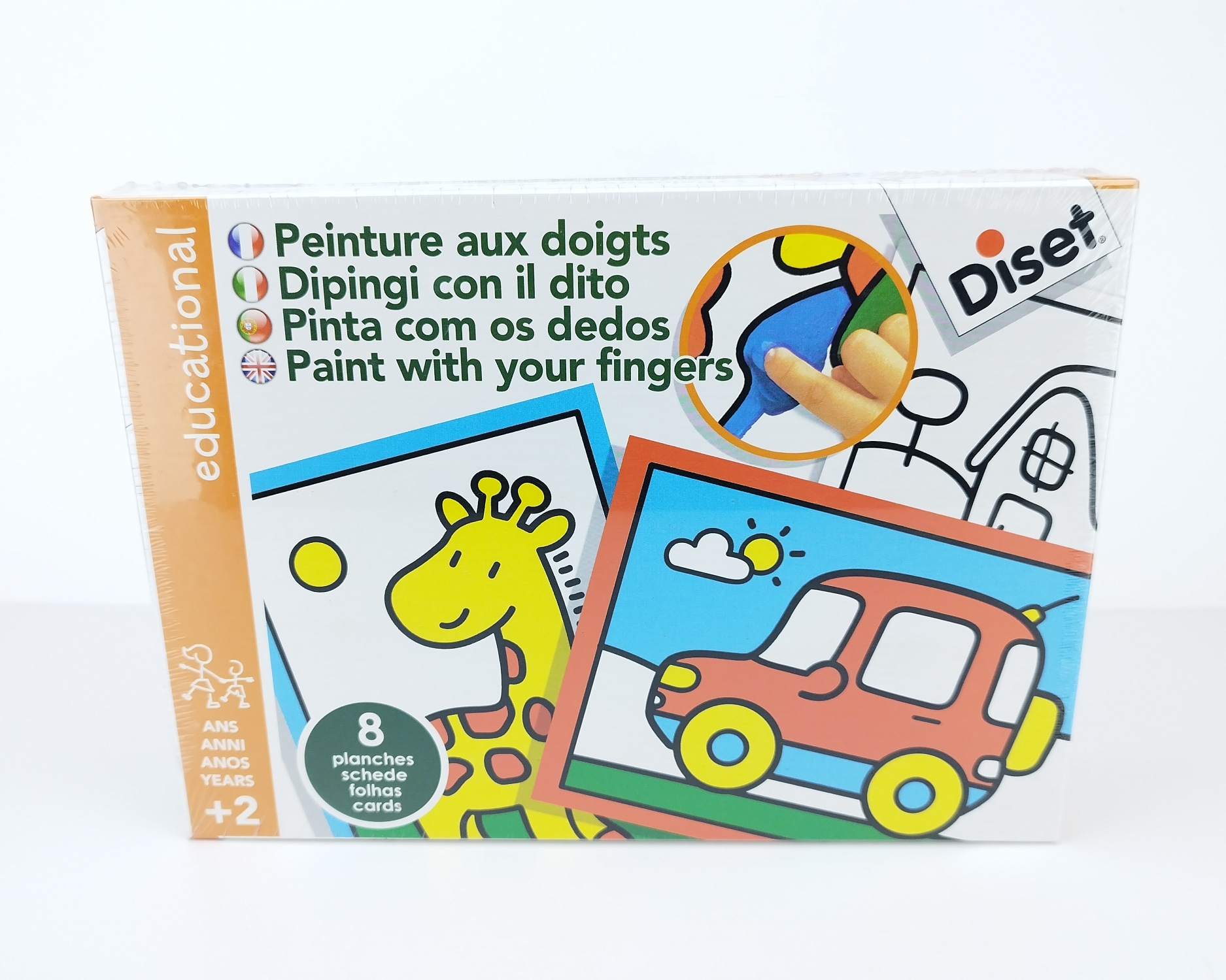 PINTA COM OS DEDOS, DISET Caixa de kit educativo de pintura com os dedos com imagens para colorir.