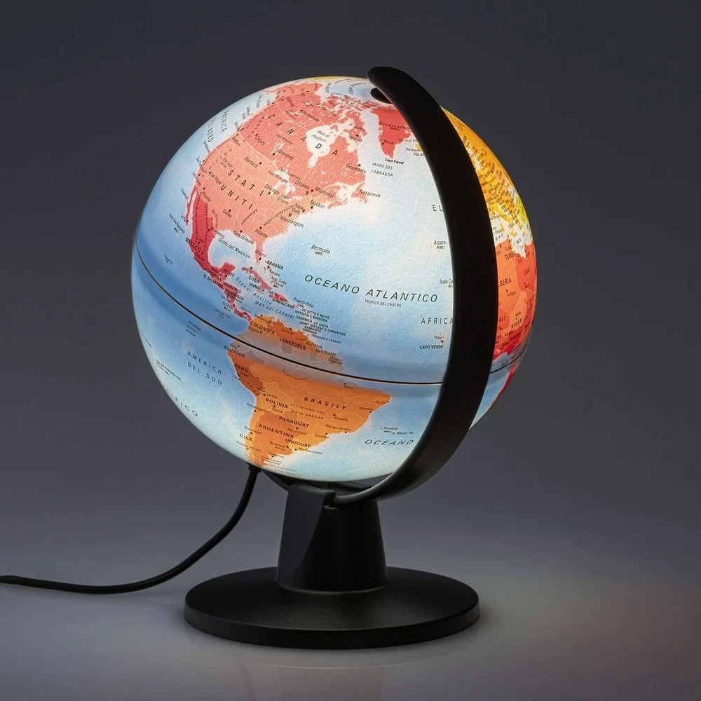 Globo Terrestre Luminoso 16 cm Luce Continenti (PT) Globo terrestre iluminado com suporte preto
