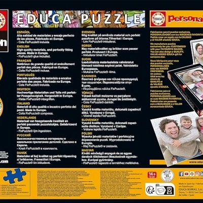 Embalagem de puzzle EDUCA PUZZLE com texto informativo em várias línguas e imagens de puzzles