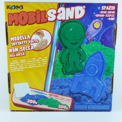 Caixa de areia de modelar Kidea Mobil Sand com moldes de astronauta e foguetão