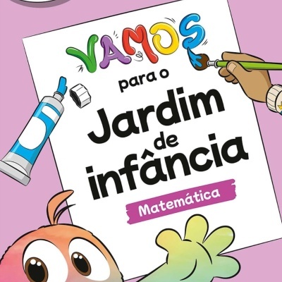Livro educação pré-escolar para crianças 4-5 anos com personagem colorido e texto sobre matemática