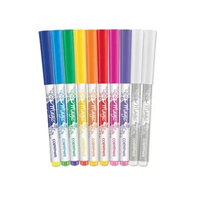 Conjunto de marcadores coloridos com corpo branco e tampas coloridas