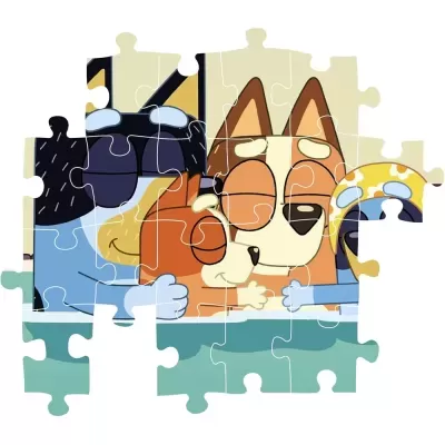 Quebra-cabeças com personagens de desenho animado e algumas peças faltando