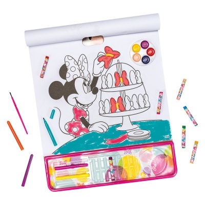 Bloco de desenho para colorir com Minnie e acessórios coloridos