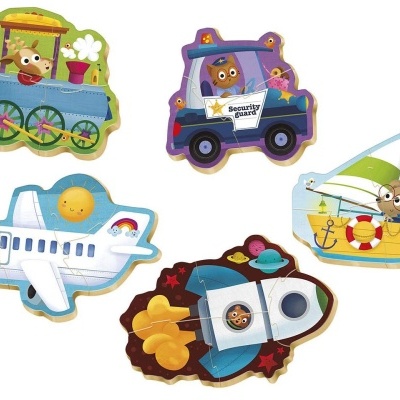 Ímanes em forma de transporte com animais desenhados