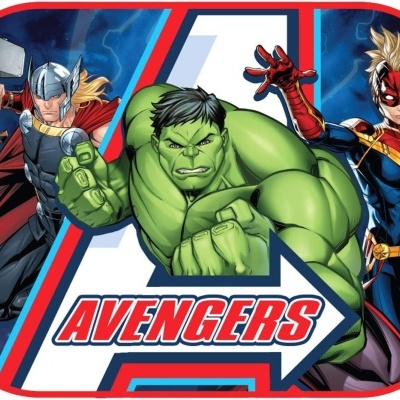 Mochila infantil Avengers com personagens Thor, Hulk e Capitã Marvel