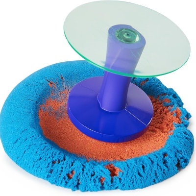 Esfregão de chão com disco absorvente azul e laranja e base transparente