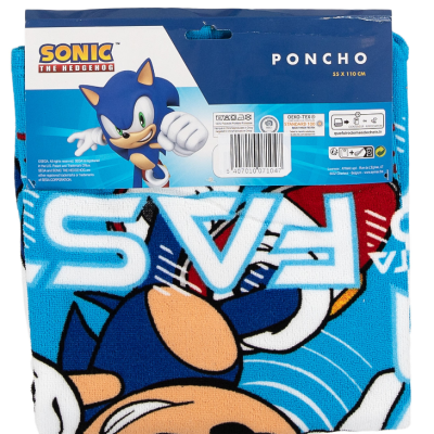 Poncho criança azul Sonic the Hedgehog na embalagem