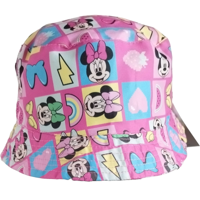 Chapéu de balde infantil com padrão colorido da Minnie Mouse