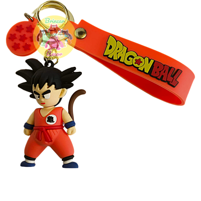 Porta-chaves Dragon Ball com figura do personagem Goku e bola de dragão