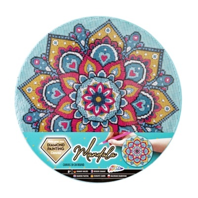 Tela redonda para pintura de diamante Mandala colorida em embalagem