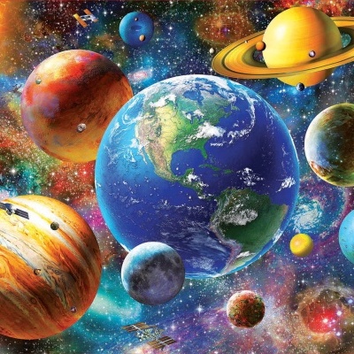 Planetas coloridos do sistema solar no espaço