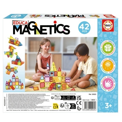 Caixa de brinquedo magnético EDUCA MAGNETICS 42 peças coloridas para crianças 3+