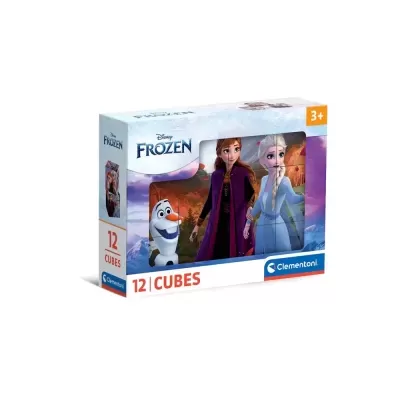 Caixa de jogo de 12 cubos com personagens de Frozen em fundo branco