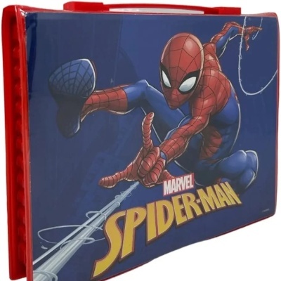 Carteira ou pasta com imagem do Spider-Man em azul, vermelho e amarelo