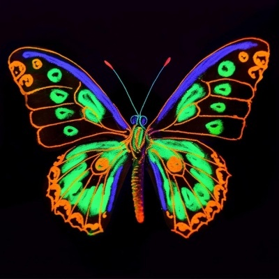 Borboleta decorativa colorida em fundo preto