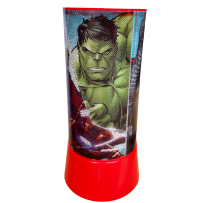 Balde de pipocas vermelho com imagens do Hulk e Homem de Ferro