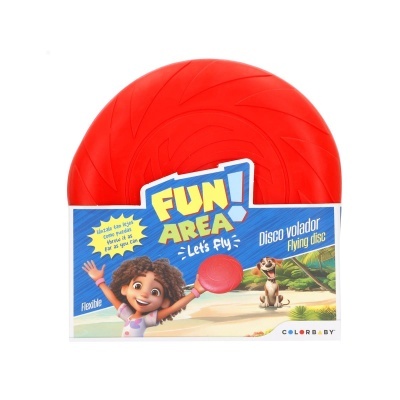 Disco voador vermelho com embalagem azul FUN AREA Let's Fly