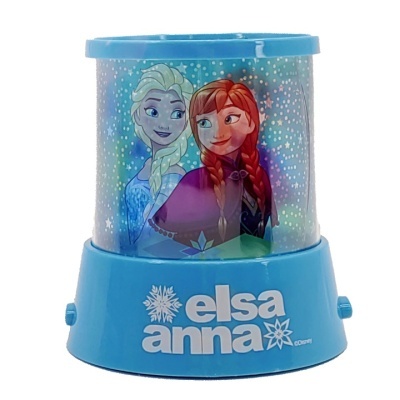 Projetor ou luminária com personagens Elsa e Anna de Frozen em base azul